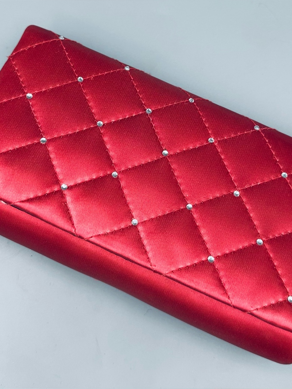 Elegant Rose Colored Rhinestone Studded Evening Clutch Or Crossbody